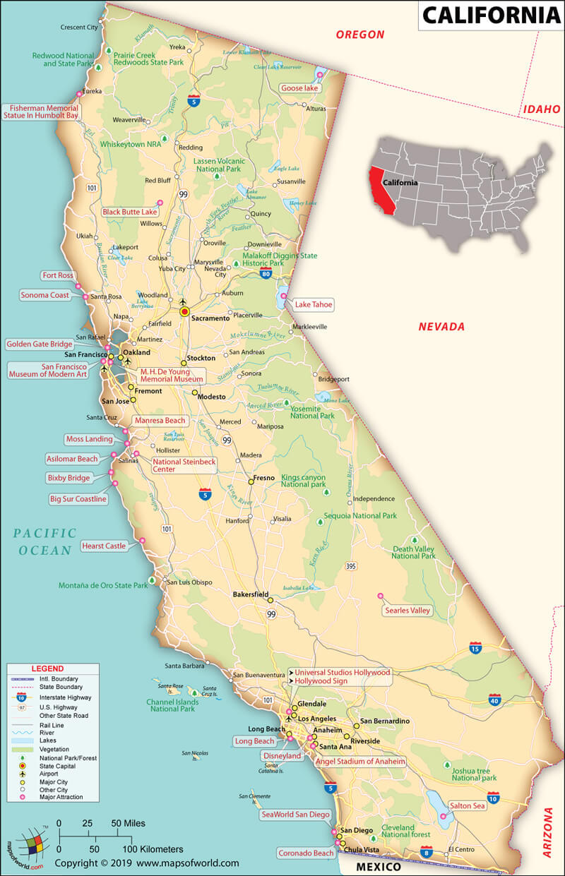 californie politique Carte with Capital Sacramento